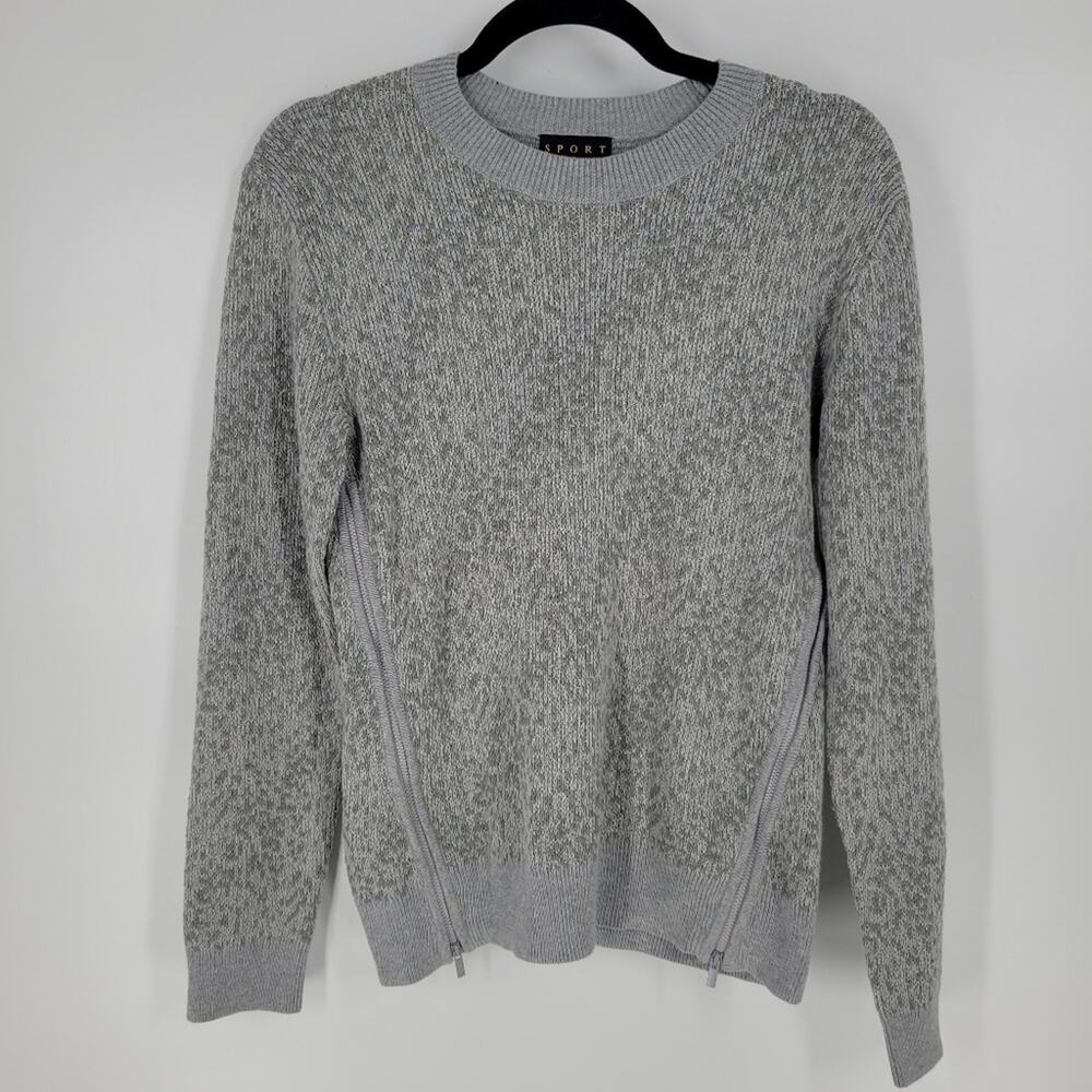 The Kooples Sport Grey Knit Crewneck Zipper Sweater S